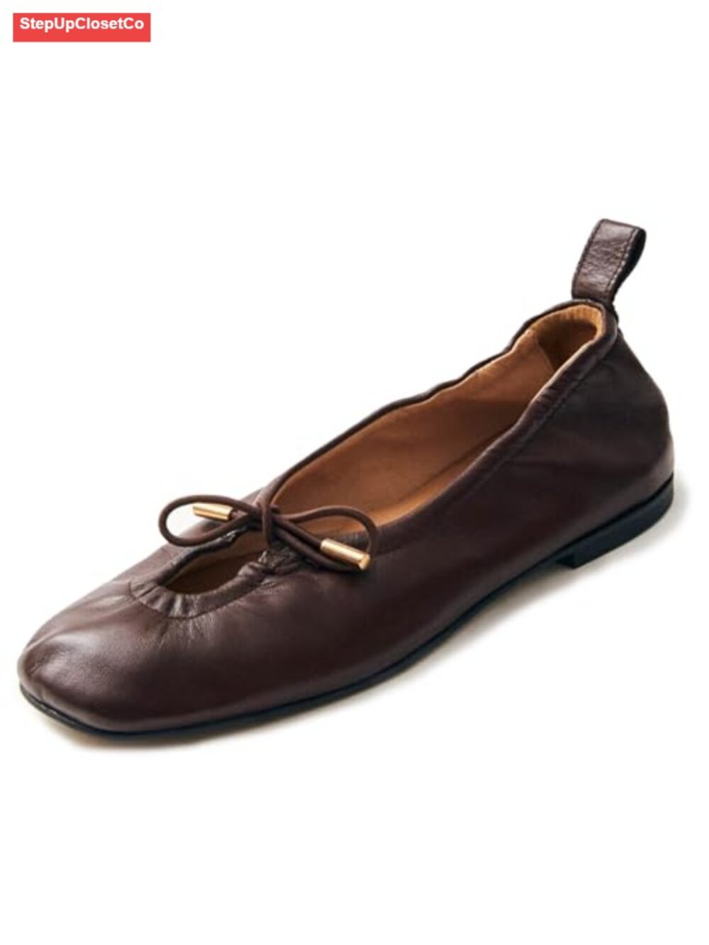 Women Square Toe Flats Ballerina Bow Slip On Faux Leather Suede Lightweight